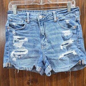 American Eagle Outfitters Blue Distressed Jean Shorts